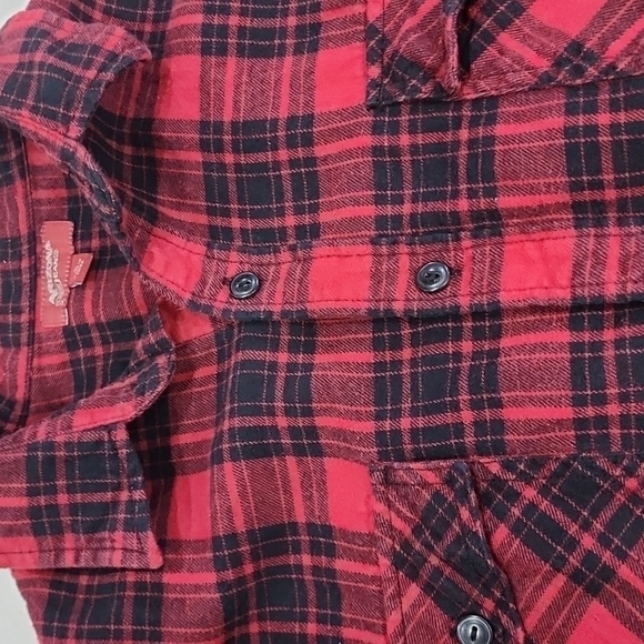 Arizona Jeans Mens red & black plaid Flannel Shirt. Large - Picture 2 of 8